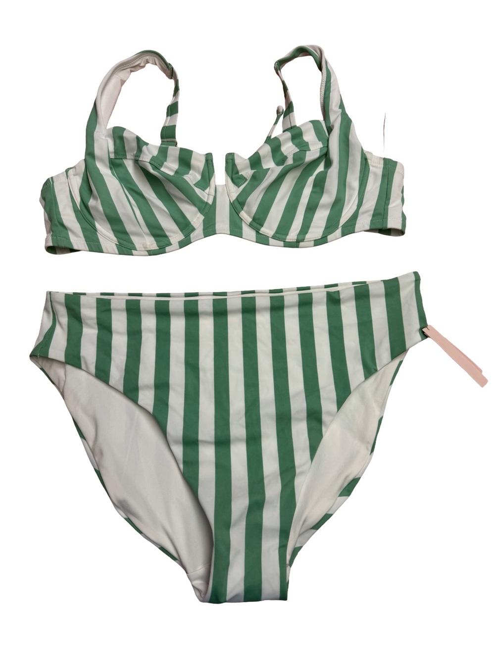 Victoria's Secret Mint Green and White Striped Bikini- size 44C/XXL NWT